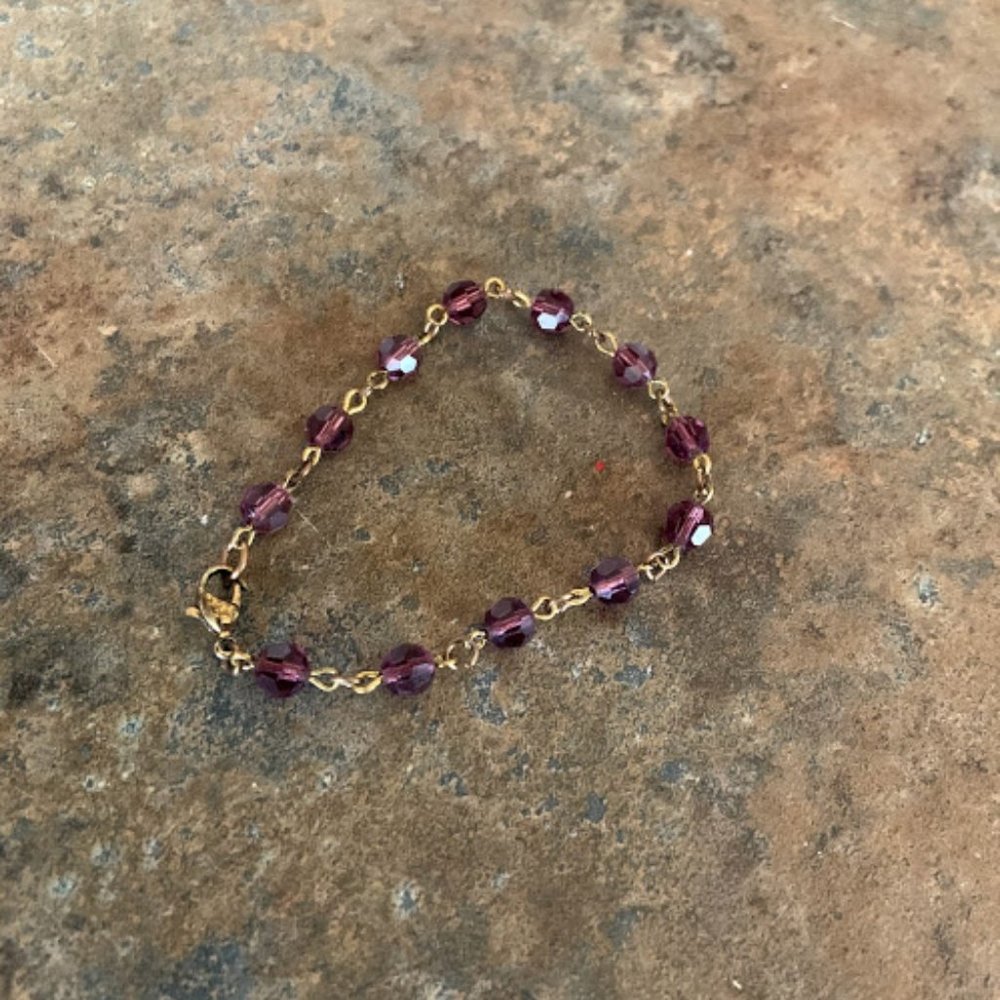 purple gem faux gold chain bracelet